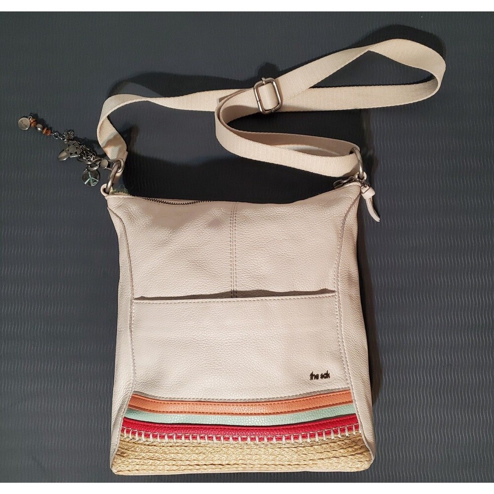 The Sak Lucia Crossbody Leather Bag Coastal Block Espadrille Soft Pebble Boho